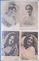 ** * 96 Db RÉGI Motívum Képeslap Albumban: Hölgyek / 96 Pre-1945 Motive Postcards In An Album: Ladies - Sin Clasificación