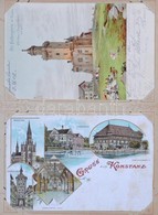 ** * 68 Db RÉGI Német Litho Városképes Lap Albumban. Vegyes Minőség / 68 Pre-1945 German Litho Town-view Postcards In An - Non Classés