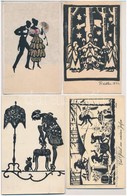 ** * 9 Db RÉGI Sziluettes Művész Motívumlap / 9 Pre-1945 Silhouette Art Motive Postcards - Sin Clasificación