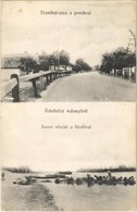 T2/T3 1913 Adony, Erzsébet Utca, Posta, Dunai Részlet A Fürdővel, Mosóasszonyok, úszó Vízi Hajómalom (?) (fa) - Non Classés