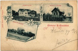 T2/T3 1899 Balatonalmádi, B.-Almádi; Terike, Brenner L. és Fekete K. Nyaralója. Krausz A. Fia Kiadása, Art Nouveau, Flor - Sin Clasificación