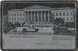 1899 Budapest - 2 Db Régi Szecessziós Lap: Nemzeti Múzeum (ezüstös Fóliás Képeslap), Budapesti Színházak / 2 Art Nouveau - Sin Clasificación