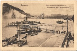 T4 1917 Budapest, Dunai Látkép Az Erzsébet Híddal, Hajóállomás, Gőzhajók (lyuk / Hole) - Sin Clasificación