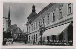 ** T1 Dés, Dej; Református Templom, Hungária Szálloda, Román étterem, Kávéház / Restaurantul Románia / Hotel, Restaurant - Ohne Zuordnung