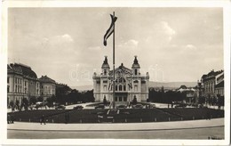 T2 Kolozsvár, Cluj; Hitler Adolf Tér, Színház Magyar Címerrel és Zászlókkal, Országzászló / Square, Theatre With Hungari - Sin Clasificación