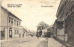 T2 1906 Lippa, Lipova; Fő Utca, Sándor Testvérek és Weitner Virgil üzlete / Main Street, Shops - Sin Clasificación