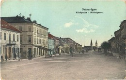 T2/T3 1912 Szászrégen, Reghin; Közép Utca, üzletek / Mittelgasse / Street, Shops - Ohne Zuordnung