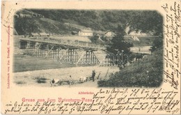 T2/T3 1901 Vöröstoronyi-szoros, Roterturmpass, Pasul Turnu Rosu; Altbrücke / Régi Fahíd, Fatelep, Fűrésztelep. Lichtdruc - Ohne Zuordnung