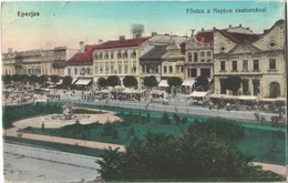 T2 1915 Eperjes, Presov; Fő Utca A Neptun Csatornával, üzletek, Piac. Grosszmann Ernő Kiadása / Main Street, Shops, Mark - Sin Clasificación