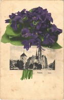 * T3 Kassa, Kosice; Dóm. Ibolyacsokor Montázs. Varga Bertalan Kiadása / Dome. Montage With Violet Bouquet (Rb) - Sin Clasificación