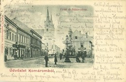 T2 1899 Komárom, Komárnó; Fő Tér, Nádor Utca, Mészáros András üzlete. Czike D. Kiadása / Main Square, Street, Shops + 'B - Sin Clasificación