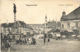 T3/T4 1914 Nagyszombat, Tyrnau, Trnava; Ferenc József Tér, Szentháromság Szobor, Piac, Tausky J. Fiai Utóda üzlete. Elbe - Sin Clasificación