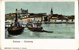 ** T2/T3 Pozsony, Pressburg, Bratislava; Duna, Hajók, Vár. Duschinsky G. / Dunaj, Danube, Ships, Castle - Sin Clasificación
