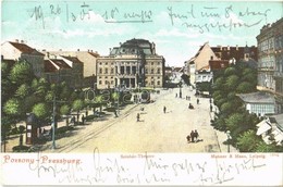 T2 1905 Pozsony, Pressburg, Bratislava; Színház, Fő Utca, Villamos / Theatre, Main Street, Tram - Sin Clasificación