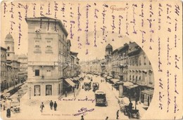 T2/T3 1903 Fiume, Rijeka; Corso / Street View With Trams And Shops  (EK) - Otros & Sin Clasificación