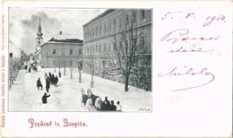 T2/T3 1900 Goszpics, Gospic;  Fő Utca Télen, Templom / Main Street In Winter, Church. Naklada Lavoslava Vukelica (EK) - Otros & Sin Clasificación