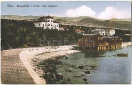 T2/T3 1911 Novi Vinodolski, Novi, Novoga; Kupaliste I Hotel San Marino / Seashore, Beach, Spa, Baths, Hotel, Boat. Felix - Otros & Sin Clasificación