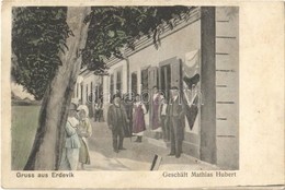 * T2/T3 1927 Erdővég, Erdewik, Erdevik; Geschä[t Mathias Hubert / Hubert Mátyás ülete / Shop Of Hubert (fl) - Ohne Zuordnung