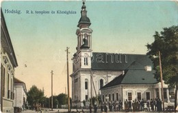 T2/T3 1910 Hódság, Odzaci; Római Katolikus Templom és Községháza. Schröder Kiadása / Catholic Church, Town Hall (EB) - Non Classés