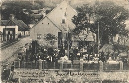 T3/T4 1909 Zalánkemén, Szalánkemén, Stari Slankamen (?); étterem, Kerthelyiség, Zenekar, Pincérek / Restuarant, Garden,  - Ohne Zuordnung