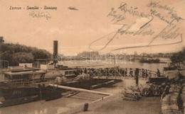 T2 Zimony, Zemun, Semlin; Rakpart, 'Mátyás Király' Oldalkerekes Személyszállító Gőzhajó / Quay, Hungarian Sidewheeler Pa - Sin Clasificación