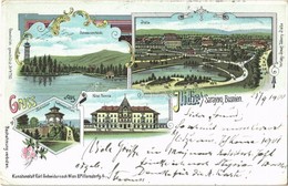 T2/T3 1900 Ilidza, Ilidze B. Sarajevo; Hotel Bosna, Schwanenteich, Türkischer Kaffeepavillon / Hotel, Lake, Turkish Cafe - Otros & Sin Clasificación