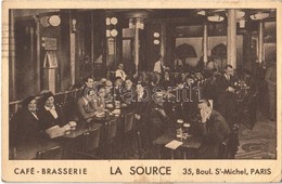 T2/T3 1934 Paris, La Source Café Brasserie. 35. Boul. S-Michel / Cafe And Brewery Interior  (EK) - Otros & Sin Clasificación