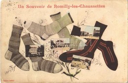 * T3 Romilly-les-Chaussettes, Montage Postcard With Socks, Floral Art Nouveau  (Rb) - Otros & Sin Clasificación