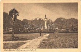 ** T1/T2 Unterflintsbach (Flintsbach Am Inn), Wegkreuz Gegen Die Dorfkirche, Wendelsteingruppe / Cross, Church, Mountain - Sin Clasificación