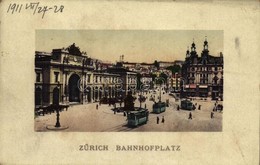 * T2/T3 1911 Zürich, Bahnhofplatz / Railway Station, Trams (Rb) - Sonstige & Ohne Zuordnung