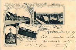 T2/T3 1898 (Vorläufer!) Maribor, Marburg A.d. Drau; Hauptplatz, Cadettenstift, Tegetthoff Monument, Eisenbahnbrücke / Ma - Otros & Sin Clasificación