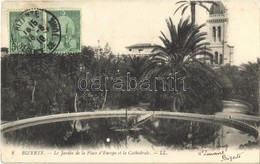 T2 1910 Bizerte, Le Jardin De La Place D'Europe Et La Cathédrale / Garden, Church. TCV Card - Autres & Non Classés