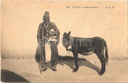 ** T2 1924 Tunis, Baba-Salem / Old Man With Donkey, Tunisian Folklore - Autres & Non Classés