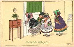 * T2 Glückliches Neujahr! / New Year Greeting, Children Art Postcard. M. Munk Vienne Nr. 777. S: Pauli Ebner - Sin Clasificación