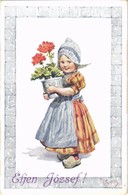 * T2 Dutch Girl With Flowers, B.K.W.I. 868-5. S: K. Feiertag + Éljen József! Bélyegzés / Cancellation - Sin Clasificación