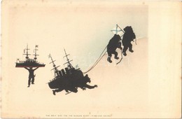 ** T2/T3 The Only Way For The Russian Fleet - Overland Route. Russo-Japanese War Naval Battle. Silhouette Art Postcard ( - Non Classés