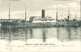 T2 1904 'Pannonia' Vapore Della Societa Cunard / Pannónia Kivándorlási Hajó. Divald Károly 522. Sz. / SS Pannonia Transa - Non Classés