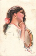 T2/T3 1920 Girl With A Tambourine, Erkal Nr. 347/6. S: Usabal (EK) - Sin Clasificación