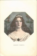 ** T1/T2 Fiametta, Lady Portrait, Golden Decoration, Art Postcard, Nr. 215. S: Innocent Ferenc - Non Classés