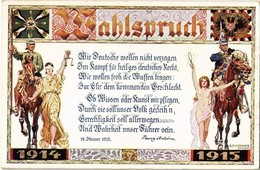 ** T1 Wahlspruch 1914-1915 / WWI German Military Propagnada Art Postcard. Wiener Malkasten, Art Nouveau S:  Alexander Po - Sin Clasificación