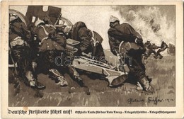 T2 Deutsche Artillerie Fahrt Auf! / WWI German Military, Artillery Unit Opening Fire, Offizielle Karte Für Das Rote Kreu - Ohne Zuordnung