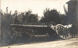 * T1/T2 Engl. Stahlgeschütz / WWI K.u.K. (Austro-Hungarian) Military, Destroyed British Cannon. Photo - Ohne Zuordnung