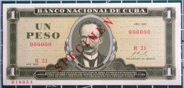 Billete De Un Peso SPECIMEN 1967, UNC. Primera Decada De La Revolución. - Cuba