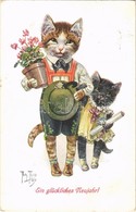 T2/T3 1914 Ein Glückliches Neujahr! / New Year Greeting Card With Cats. T. S. N. Serie 1468. S: Arthur Thiele - Ohne Zuordnung