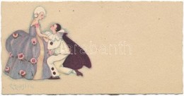 * T2 1931 Italian Art Minicard, Lady With Clown S: Chiostri (11,7 X 6 Cm) (non PC) - Sin Clasificación