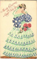 ** T2/T3 Merry Christmas And A Happy New Year! Lady With Roses. B.K.W.I. 178-3. S: Mela Koehler (EK) - Sin Clasificación