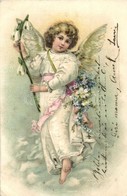 T2/T3 Angel With Snowdrop. Emb. Litho  (EK) - Sin Clasificación