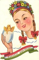 T2/T3 Húsvéti üdvözlet! Népviseletes Kislány / Easter Greeting, Hungarian Folklore Girl In Traditional Costume (EK) - Non Classés