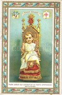 T2 1934 Puer Jesus Qui Adoratur In Festo Epiphaniae, Betlehem / Baby Jesus On A Golden Throne, Religious Greeting Art Po - Sin Clasificación