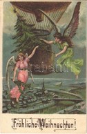 T2/T3 1909 Fröhliche Weihnachten! / Angels With A Balloon, Christmas Greeting Card, Litho (EK) - Non Classés